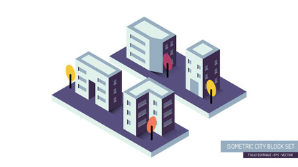 Collection of Small City Block Illustration in Isometric