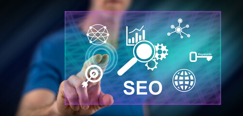 Man touching a seo concept