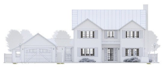 Modern white beautiful house. 3D illustration