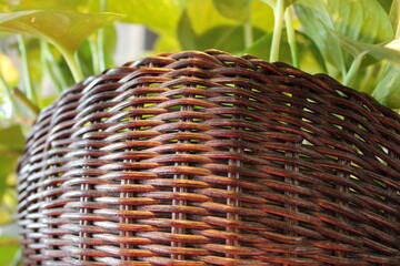 basket with green leaves