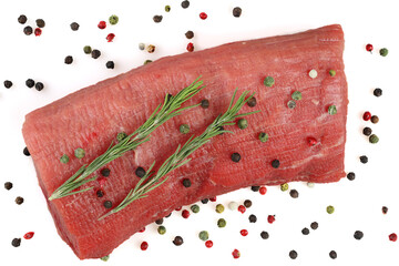 Fresh beef fillet with spices and rosemary.