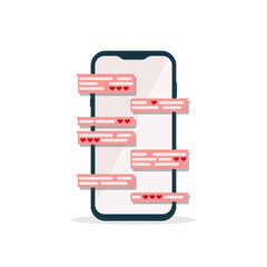 Exchange of love message for valentine's day. The concept of congratulations on the day of saint valentin. Mobile phone screen with online messages.
