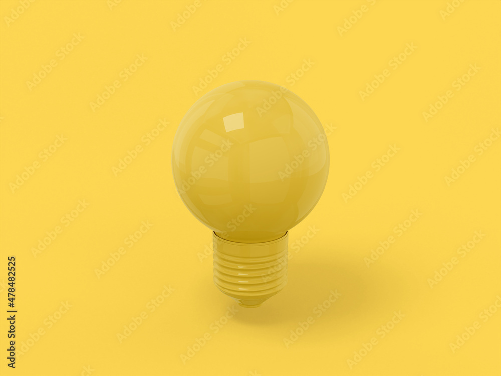 Poster yellow one color lamp on a yellow flat background. minimalistic design object. 3d rendering icon ui 