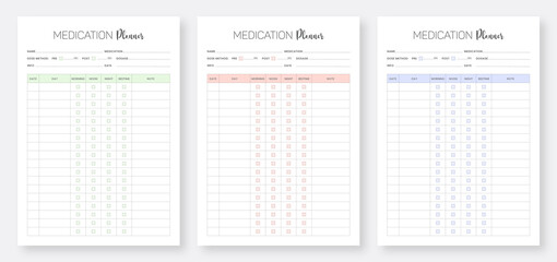 Medication planner template. Set of Medicine planner. Daily Medication Journal Template Set. Medication Log Book Template Set. Daily Personal Medication Administration Planner & Record Log Book.