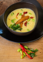 Thai yellow curry soup bowl