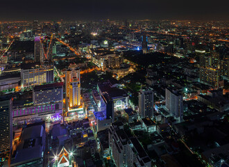 Obraz na płótnie Canvas Night Bangkok from a bird's-eye view.