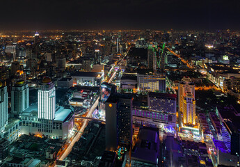 Fototapeta na wymiar Night Bangkok from a bird's-eye view.