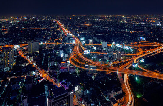 Night Bangkok from a bird's-eye view.