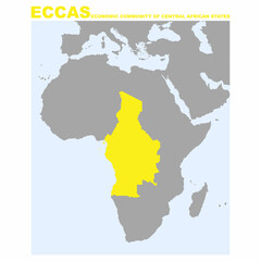 vector map with location of the Economic Community of Central African States for your project