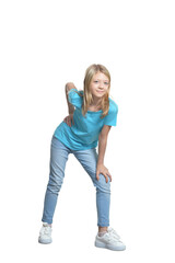Fototapeta premium cute little girl posing on white background