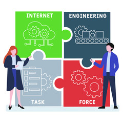 IETF - Internet Engineering Task Force acronym. business concept background.  vector illustration concept with keywords and icons. lettering illustration with icons for web banner, flyer, landing pag
