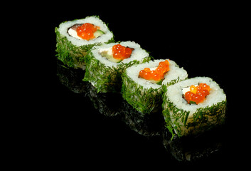 Rolls with caviar