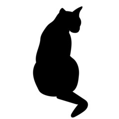 cat sitting black silhouette, isolated, vector