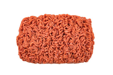 raw minced meat on white background