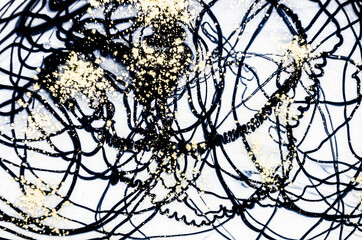 Obraz premium Traditional Ottoman Turkish marbling art. Natural Luxury. EBRU- Ancient oriental drawing technique. Extra special and luxurious- ORIENTAL ART. Ripples of agate.