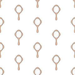 Hand Mirror Seamless Pattern On A White Background. Mirror Theme Vector Illustration