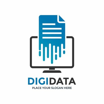 Digital data vector logo template. This design use paper or document symbol. 