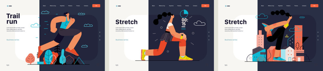 Runners - a set of website templates of running and exercising outside people
