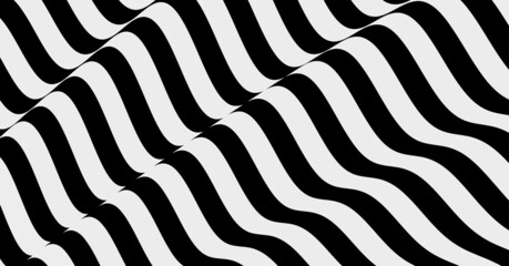 Black and white design. Pattern with optical illusion. Abstract striped background. Vector illustration.