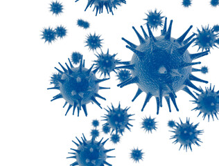Virus cells isolated on white background with copy space 