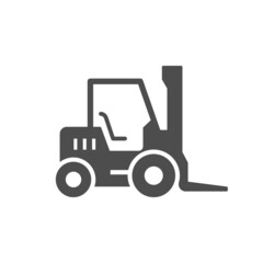 Forklift loader or warehouse vehicle glyph icon