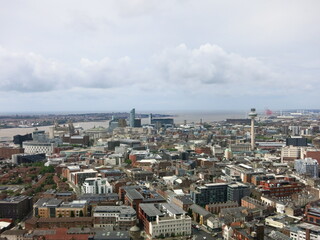 View of Liverpool City with the Merseyside River, England, United Kingdom.