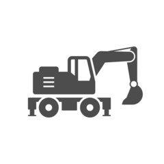 Wheel excavator or tractor glyph icon