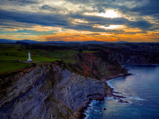 Landscape with the Lighthouse of Lastres, Asturias.