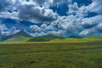 Mountain landscape at Gran Sasso Natural Park, in Abruzzo, Italy