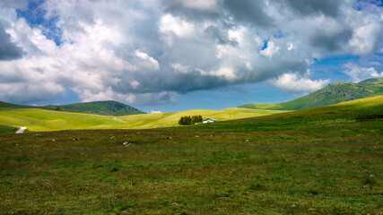 Mountain landscape at Gran Sasso Natural Park, in Abruzzo, Italy