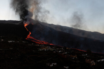 Erupción del Volcán Cumbre Vieja en la isla de La Palma en Canarias. España.