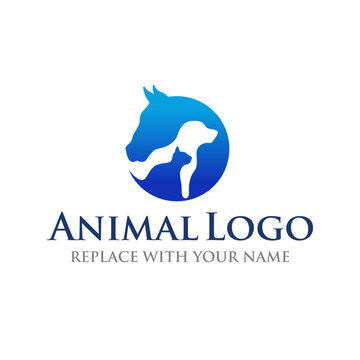 Animal logo with horse dog and cat icon