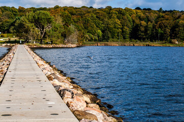 wooden bridge over the river