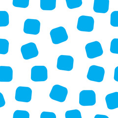 Seamless pattern vector with squares. Blue geometric shapes on white background. Cute simple abstract art. For wrapping paper, cover, baby stuff, textile, wallpaper and interior decoration.