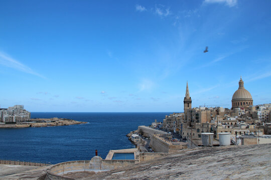 mediterranean littoral in valletta and slima (malta)