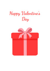 Red surprise gift box with bow. Present vector illustration for postcard, textile, decor, poster, banner. Greeting card for Valentine's Day and other holidays. The text can be replaced.