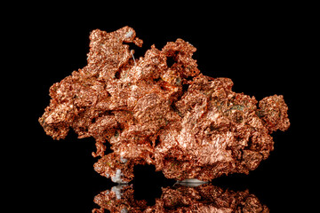 Macro mineral stone Copper on black background