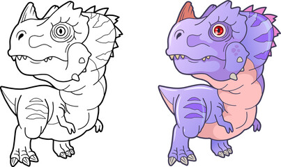 prehistoric dinosaur ceratosaurus, coloring book, funny illustration