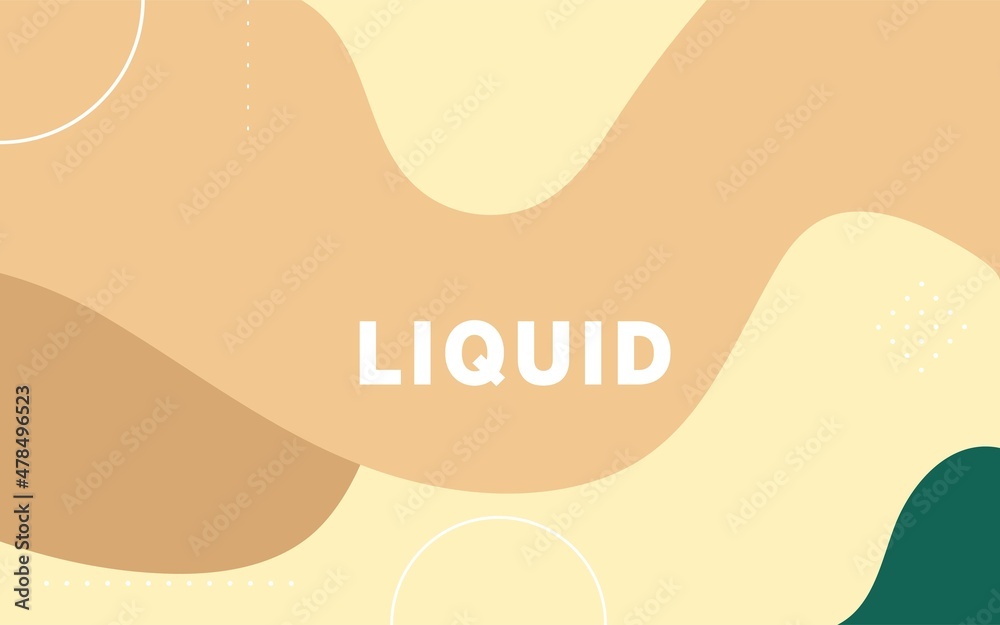 Wall mural modern abstract liquid color background with green and cream wave shape design.