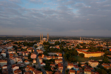 Fototapeta na wymiar Selimiye Mosque exterior view in Edirne City of Turkey. Edirne was capital of Ottoman Empire.