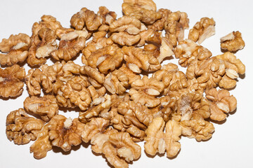 Nuts and snacks, a snack for beer on a white solid background.