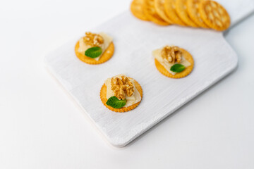 canape with   cheese and walnut