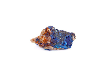Macro mineral stone Malachite and Azurite against white background