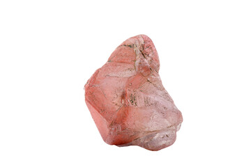 macro mineral stone quartz pink on a white background