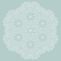Elegant vintage vector ornament in classic style. Abstract traditional pattern with oriental elements. Classic round light blue and white vintage pattern