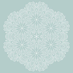 Elegant vintage vector ornament in classic style. Abstract traditional pattern with oriental elements. Classic round light blue and white vintage pattern