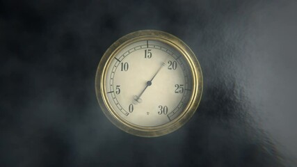 Vintage manometer or thermometer gauge under high steam pressure or temperature