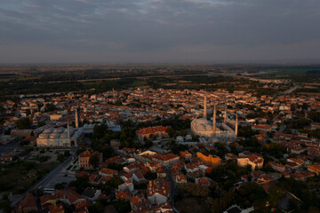 Fototapeta premium uc serefeli mosque and selimiye mosque intertwined andOld Mosque exterior view in Edirne City of Turkey. Edirne was capital of Ottoman