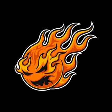 fireball with burning eyes and black background