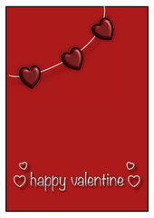 valentine card with red hearts